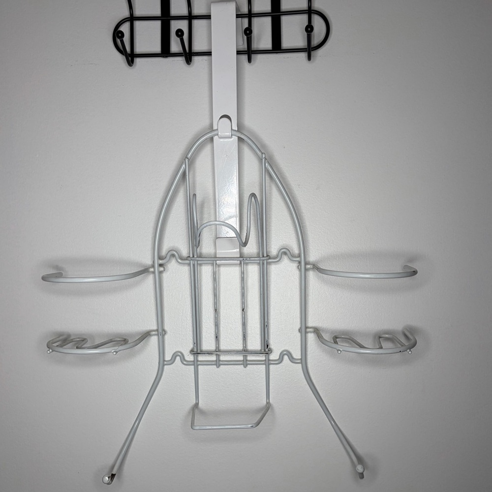 White Metal Over the Door Iron and Ironing Board Holder